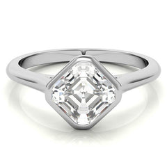 Asscher Moissanite Bezel Solitaire Ring