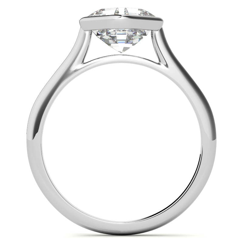 Asscher Moissanite Bezel Solitaire Ring