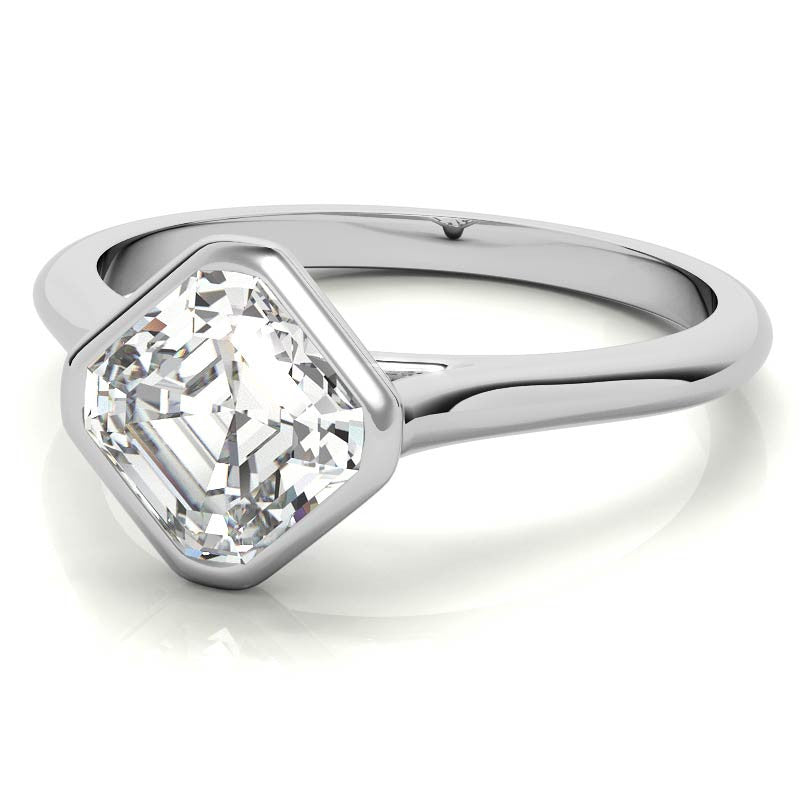 Asscher Moissanite Bezel Solitaire Ring