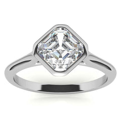 Asscher Moissanite Bezel Solitaire Ring