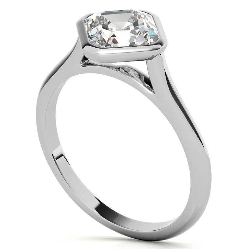 Asscher Moissanite Bezel Solitaire Ring