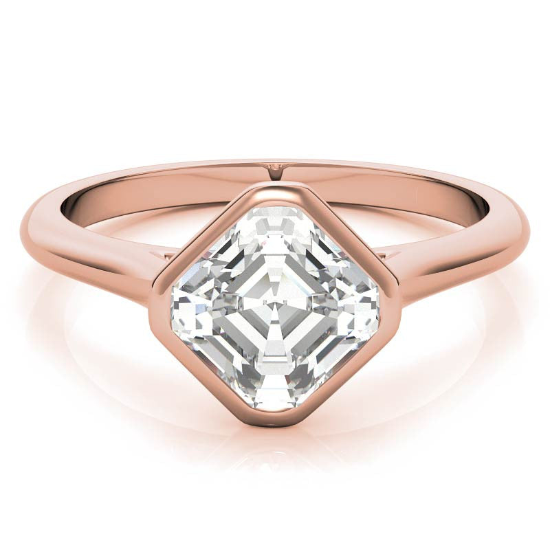 Asscher Moissanite Bezel Solitaire Ring