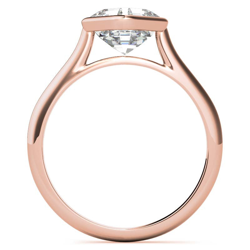 Asscher Moissanite Bezel Solitaire Ring