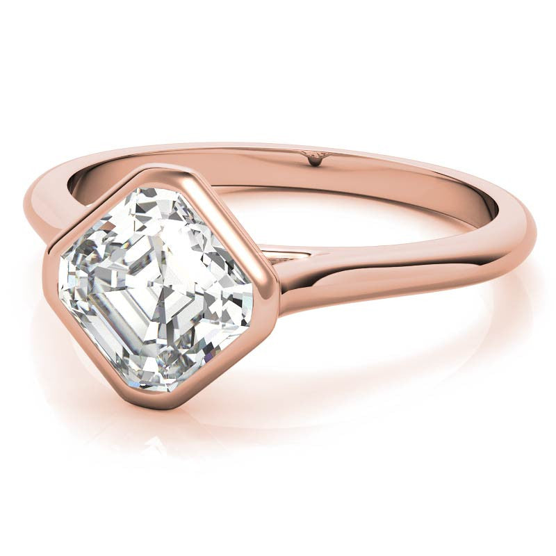 Asscher Moissanite Bezel Solitaire Ring