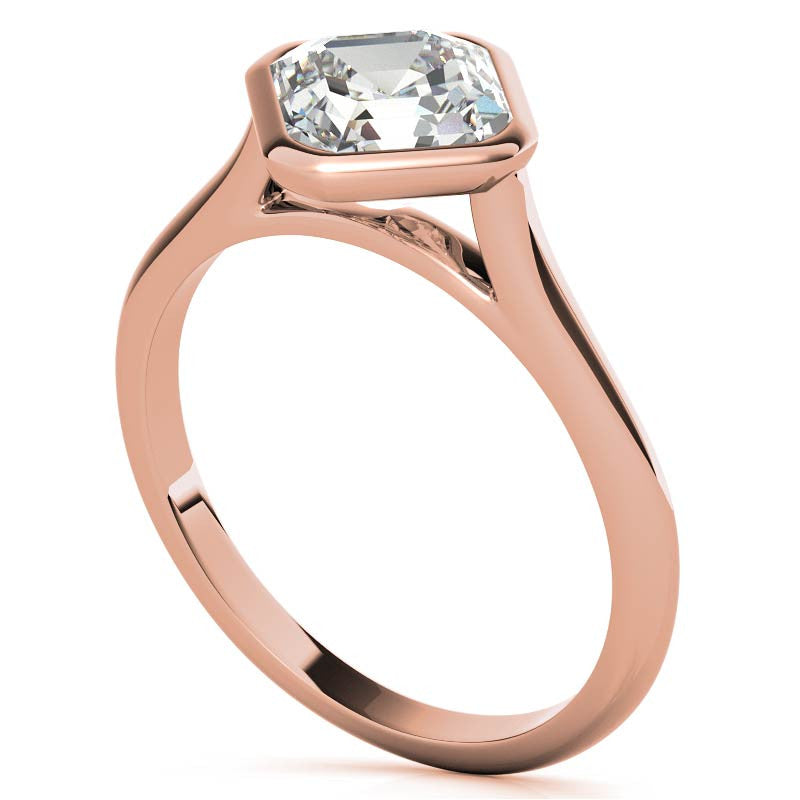 Asscher Moissanite Bezel Solitaire Ring