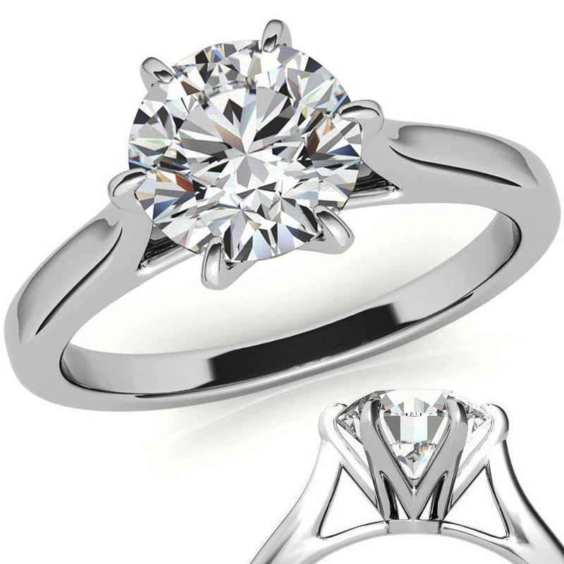 Round HA 6-Prong Cathedral Moissanite Solitaire Ring