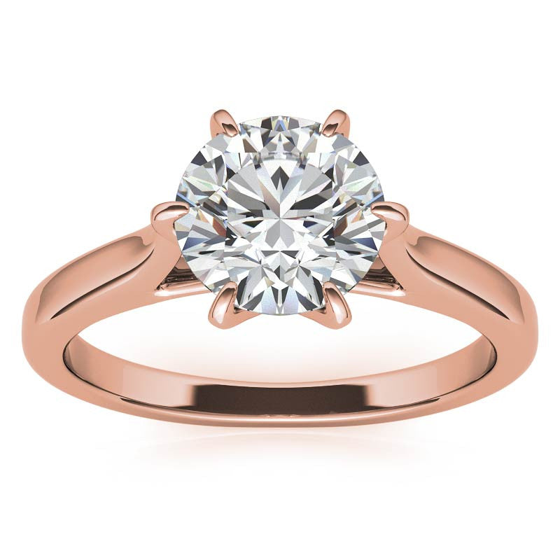 Round HA 6-Prong Cathedral Moissanite Solitaire Ring
