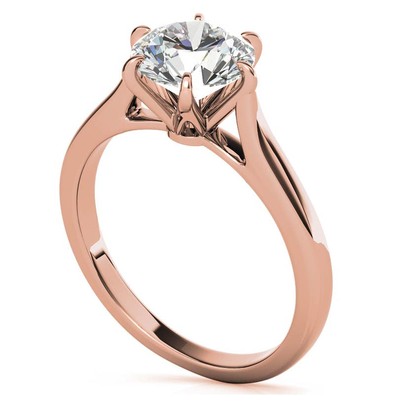 Round HA 6-Prong Cathedral Moissanite Solitaire Ring