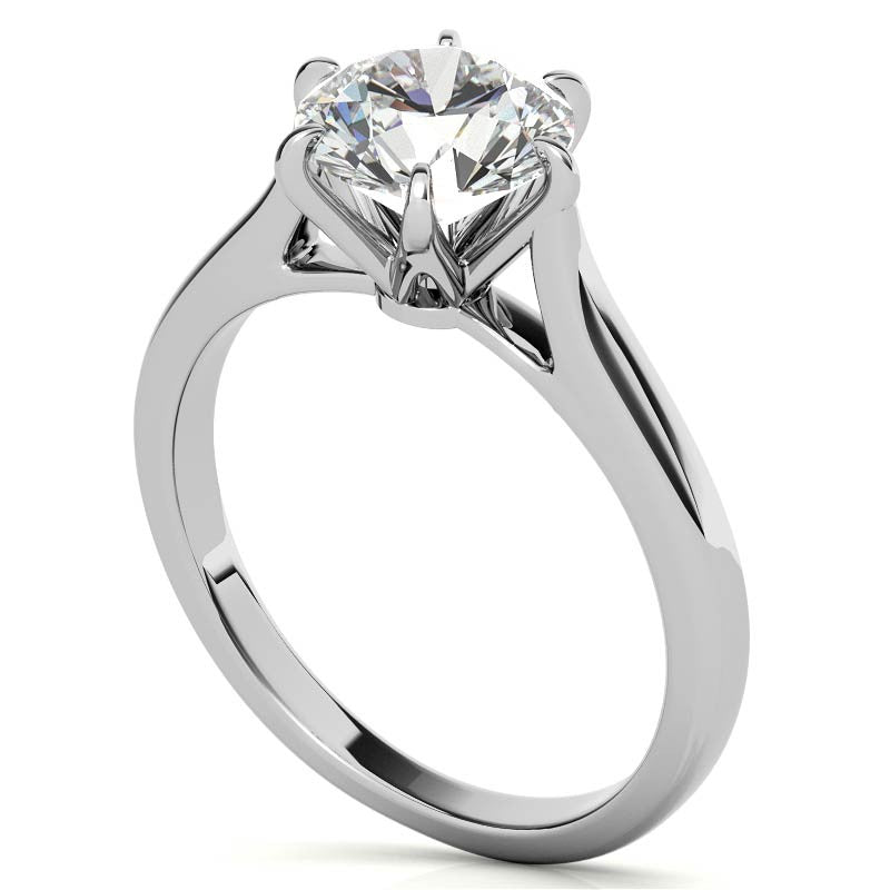 Round HA 6-Prong Cathedral Moissanite Solitaire Ring