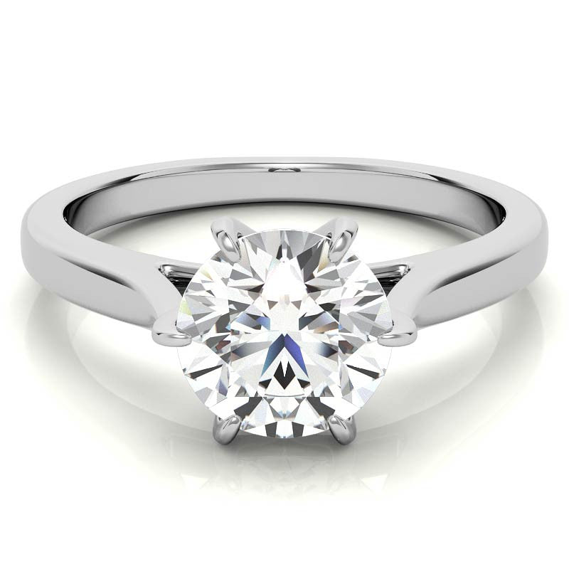 Round HA 6-Prong Cathedral Moissanite Solitaire Ring