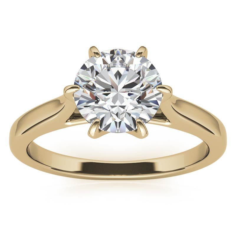 Round HA 6-Prong Cathedral Moissanite Solitaire Ring