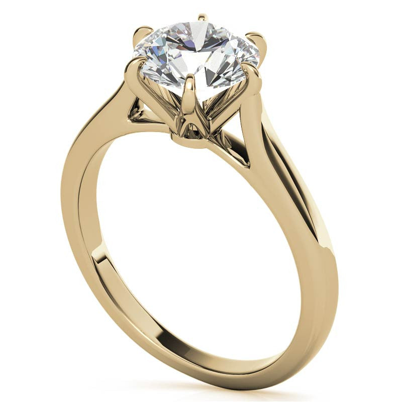 Round HA 6-Prong Cathedral Moissanite Solitaire Ring