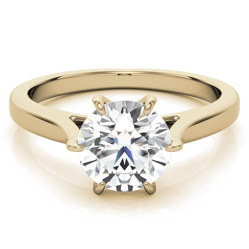 Round HA 6-Prong Cathedral Moissanite Solitaire Ring