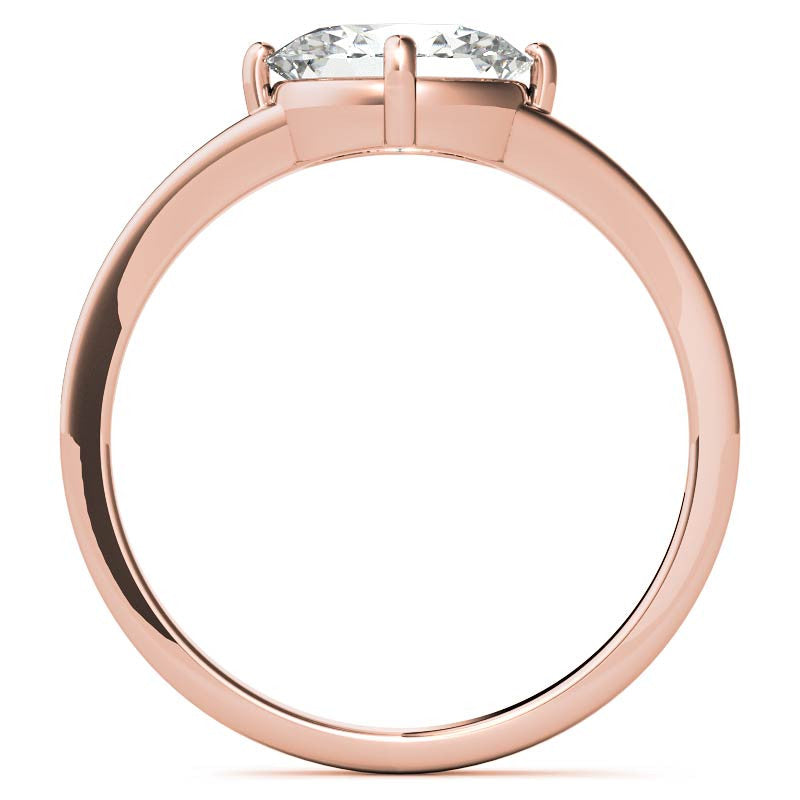 NESW Oriented Oval Moissanite Solitaire Ring