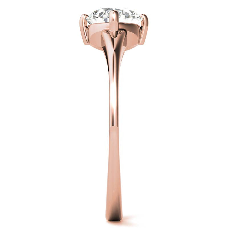 NESW Oriented Oval Moissanite Solitaire Ring