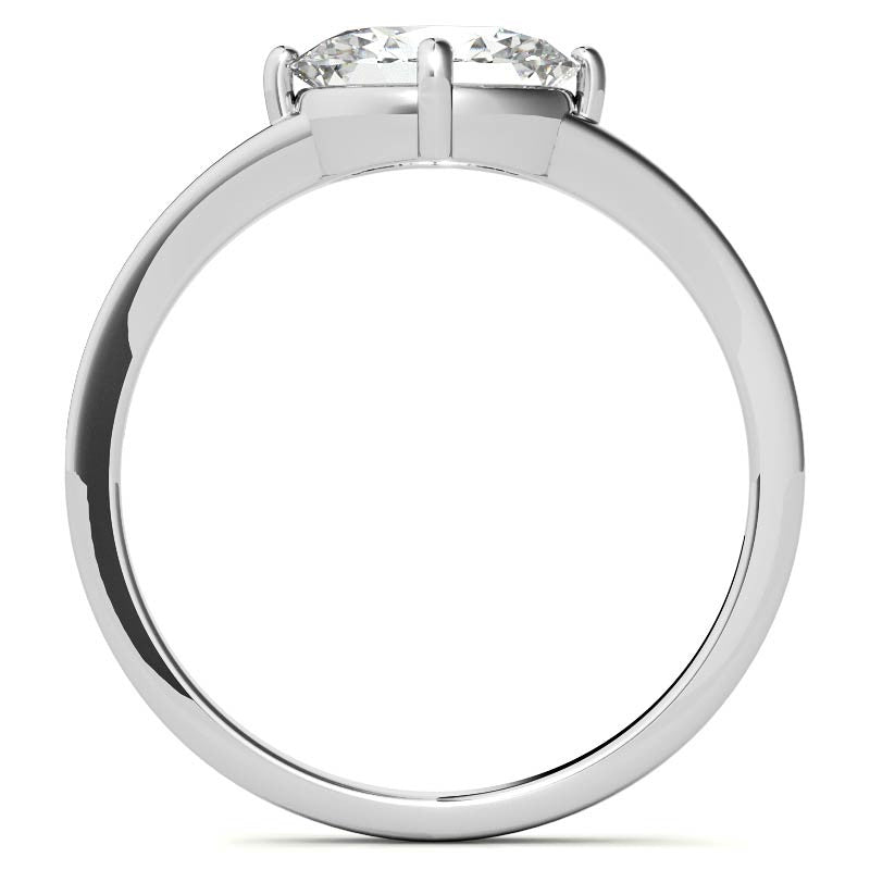 NESW Oriented Oval Moissanite Solitaire Ring