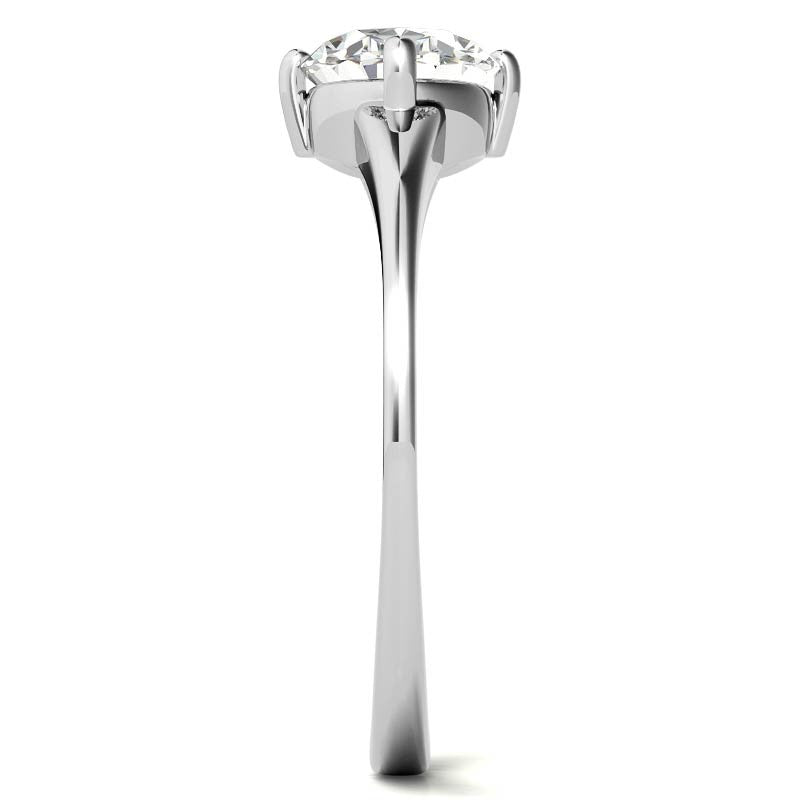 NESW Oriented Oval Moissanite Solitaire Ring