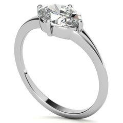 NESW Oriented Oval Moissanite Solitaire Ring