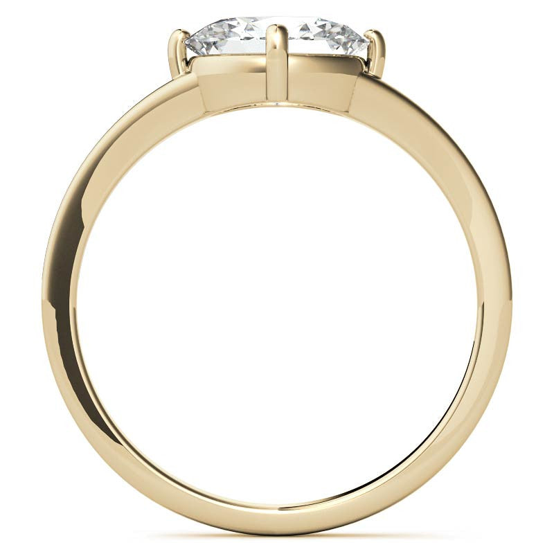 NESW Oriented Oval Moissanite Solitaire Ring