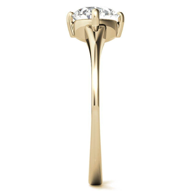 NESW Oriented Oval Moissanite Solitaire Ring