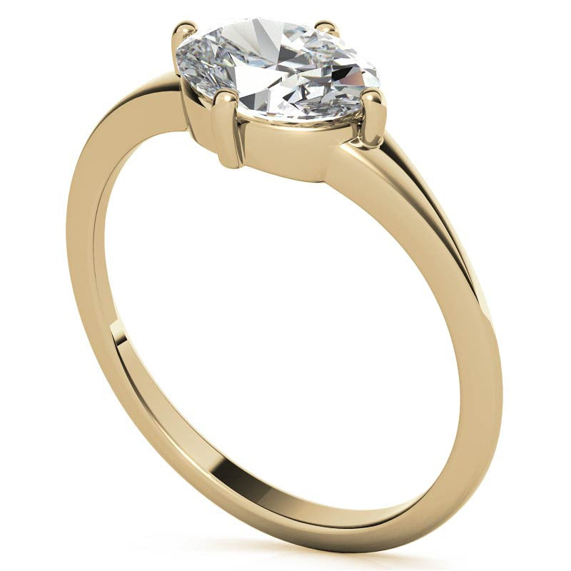 NESW Oriented Oval Moissanite Solitaire Ring