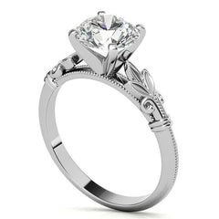 Floral Moissanite Cathedral Solitaire with Milgrain Beading
