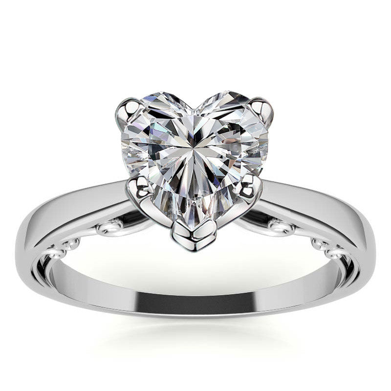 Petite Scroll Design Moissanite Solitaire Ring