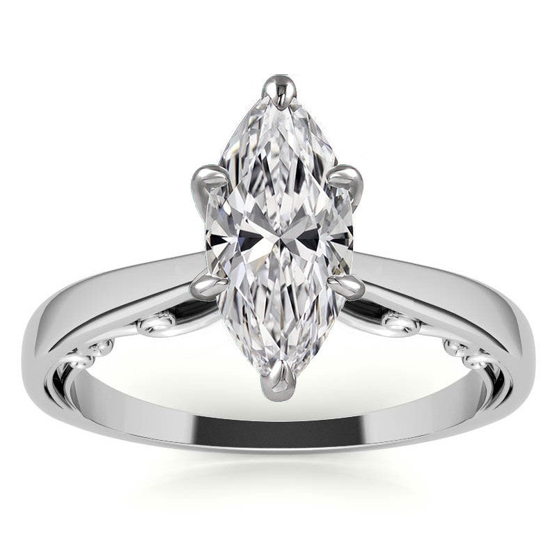 Petite Scroll Design Moissanite Solitaire Ring