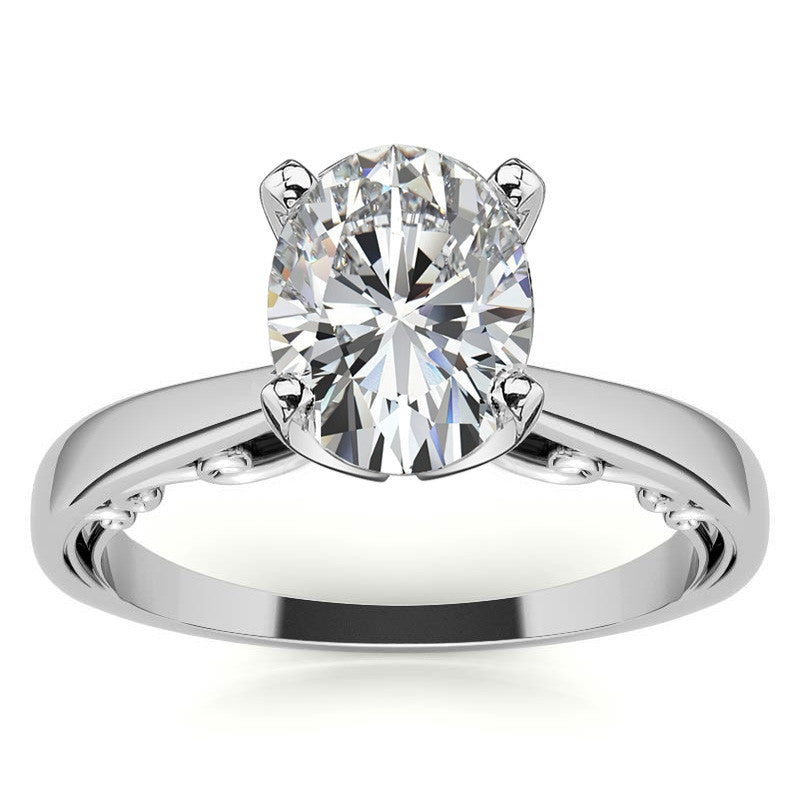 Petite Scroll Design Moissanite Solitaire Ring