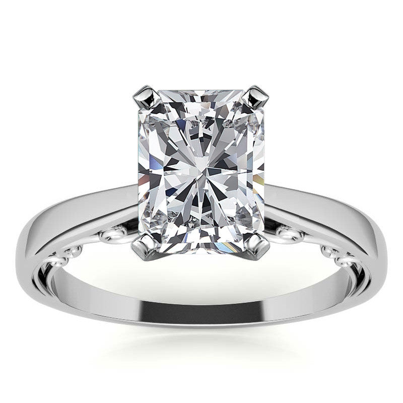 Petite Scroll Design Moissanite Solitaire Ring