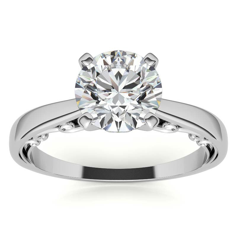 Petite Scroll Design Moissanite Solitaire Ring