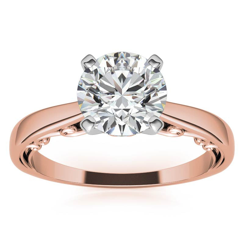 Petite Scroll Design Moissanite Solitaire Ring