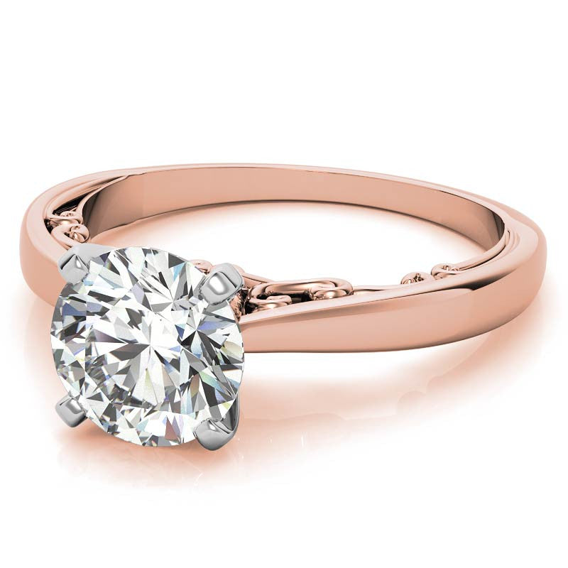 Petite Scroll Design Moissanite Solitaire Ring