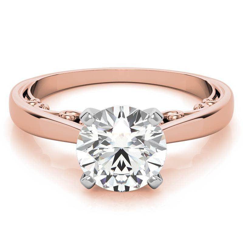 Petite Scroll Design Moissanite Solitaire Ring