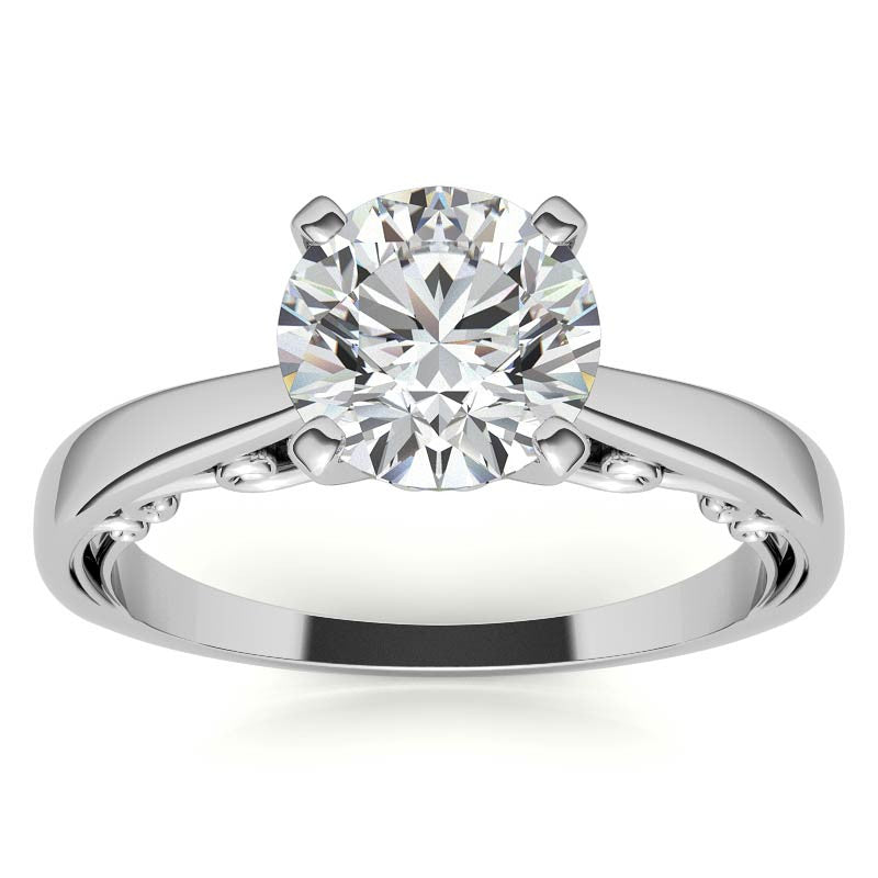 Petite Scroll Design Moissanite Solitaire Ring