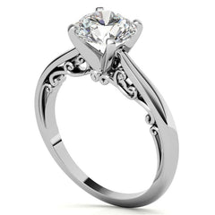 Petite Scroll Design Moissanite Solitaire Ring