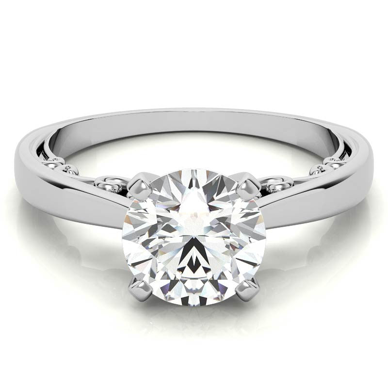 Petite Scroll Design Moissanite Solitaire Ring