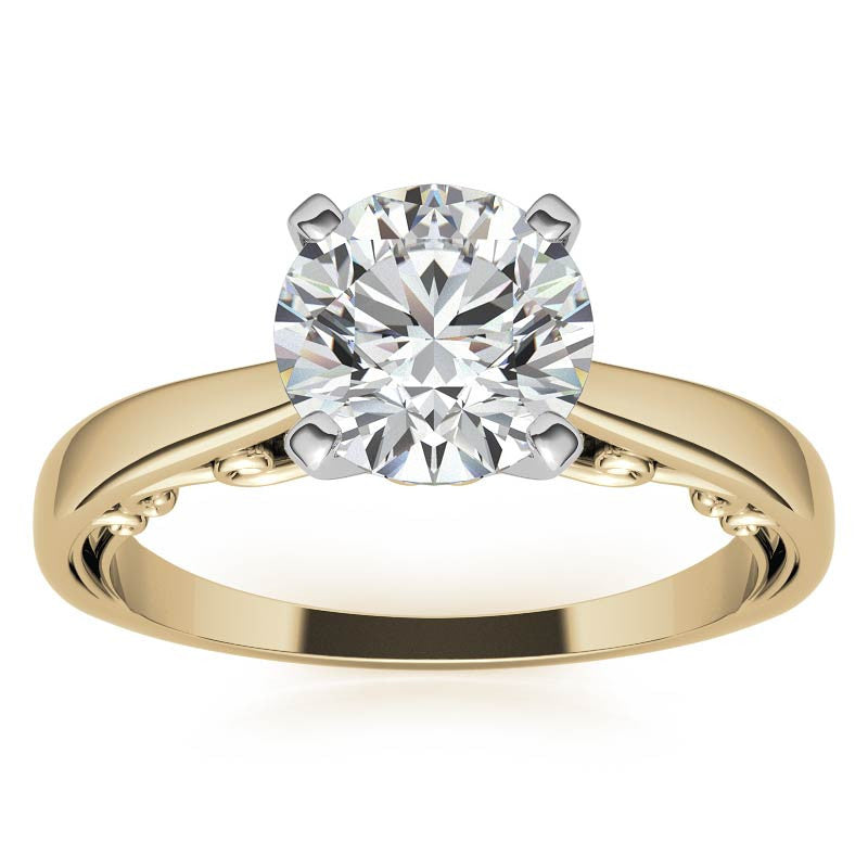 Petite Scroll Design Moissanite Solitaire Ring
