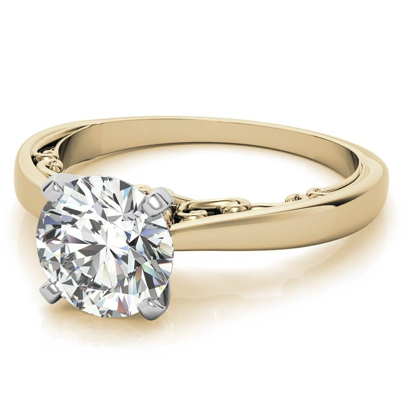 Petite Scroll Design Moissanite Solitaire Ring