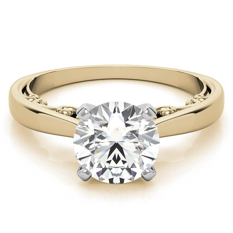 Petite Scroll Design Moissanite Solitaire Ring