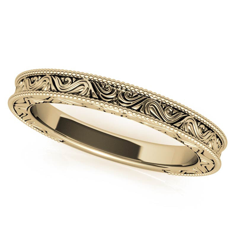 Engraved Moissanite Solitaire Ring with Milgrain