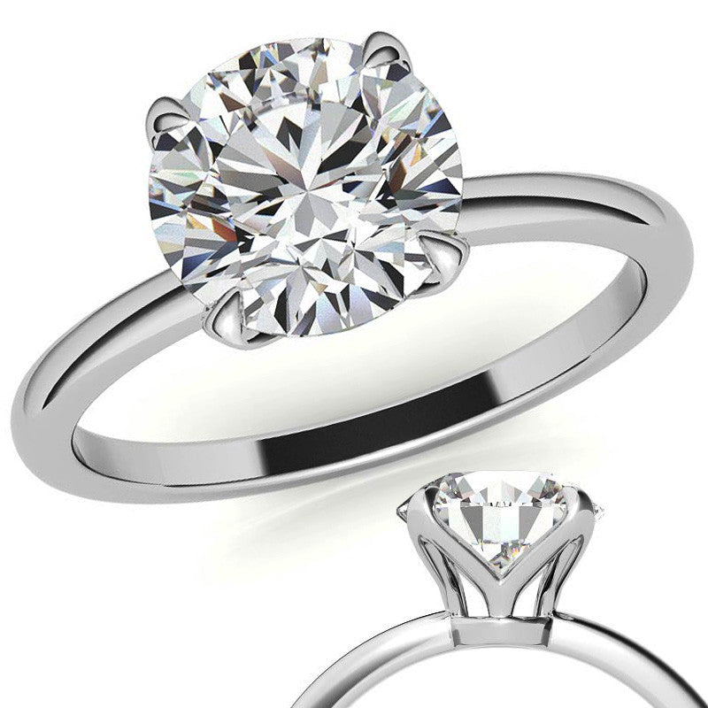 Low Set 4-Prong Moissanite Solitaire Ring with Tulip Prongs