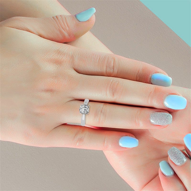 Round Double Prong Wider Set Moissanite Solitaire Ring