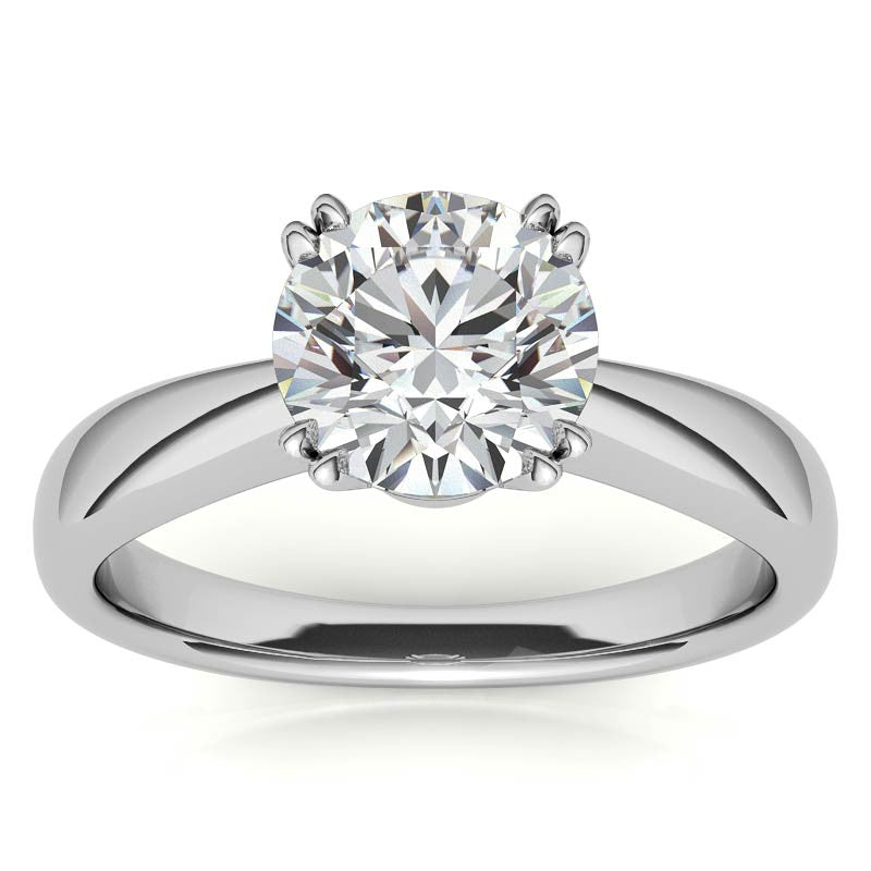 Round Double Prong Wider Set Moissanite Solitaire Ring