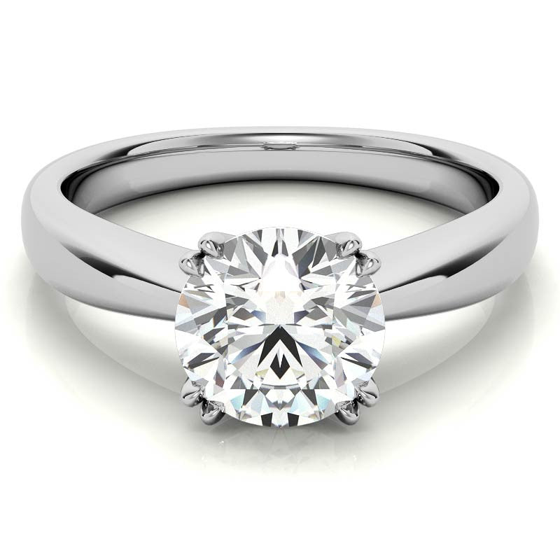 Round Double Prong Wider Set Moissanite Solitaire Ring