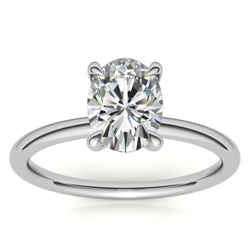 Petite Oval Moissanite Solitaire Ring