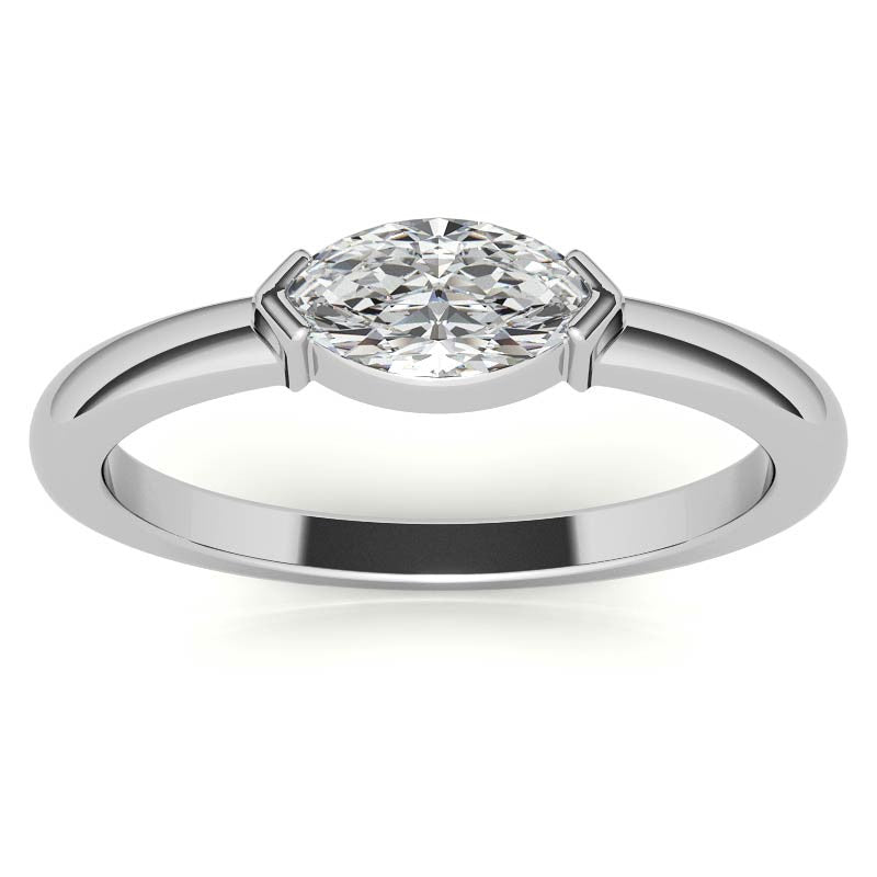 Petite Marquise East-West Moissanite Solitaire Ring