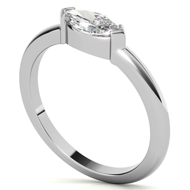 Petite Marquise East-West Moissanite Solitaire Ring