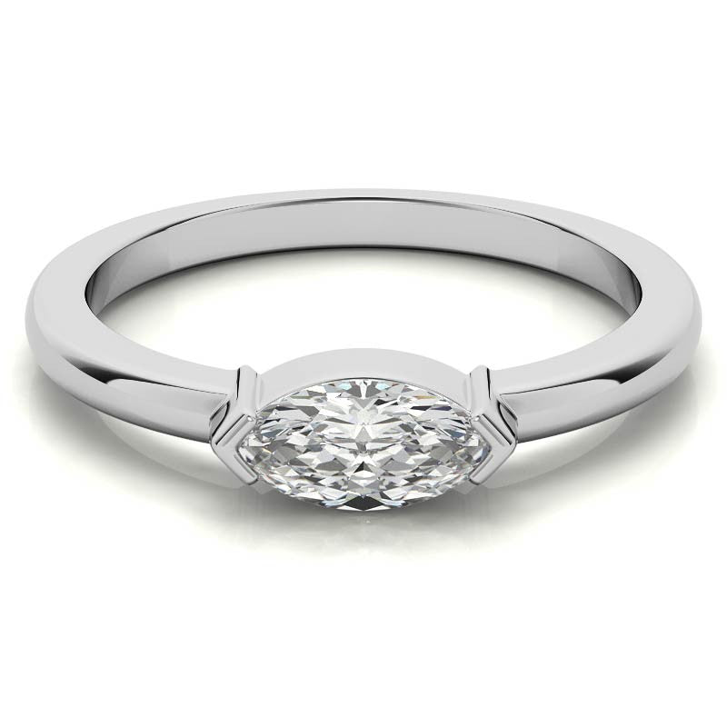 Petite Marquise East-West Moissanite Solitaire Ring