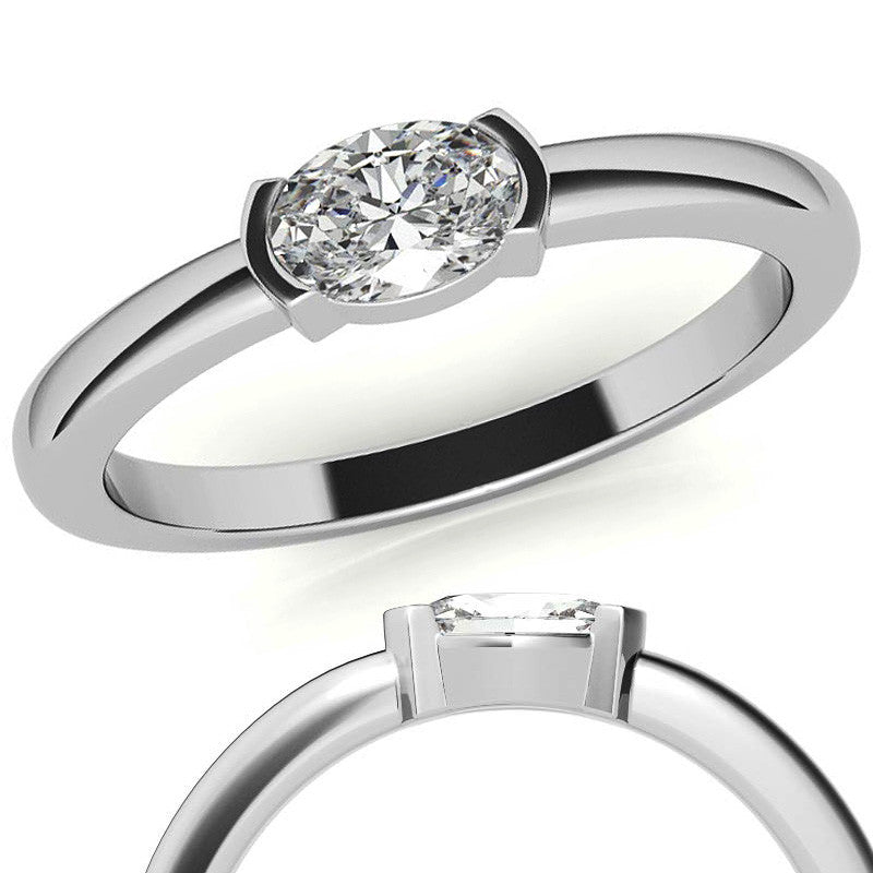 Petite Oval East-West Moissanite Solitaire Ring